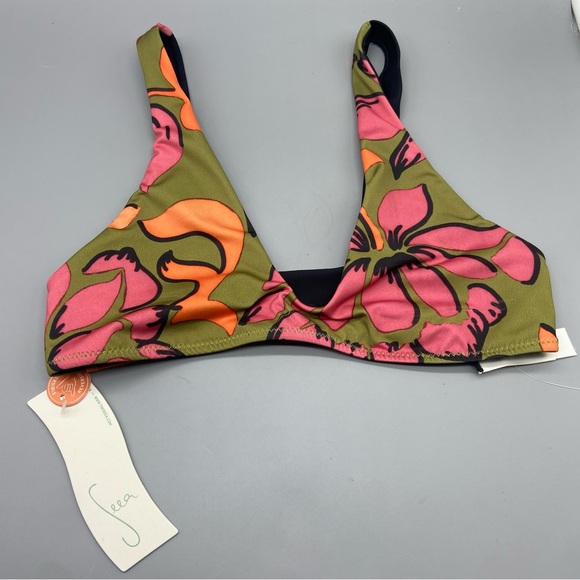 NEW! Seea Brasilia Reversible Bikini Top Freya floral black nwt 1826 - Picture 5 of 16